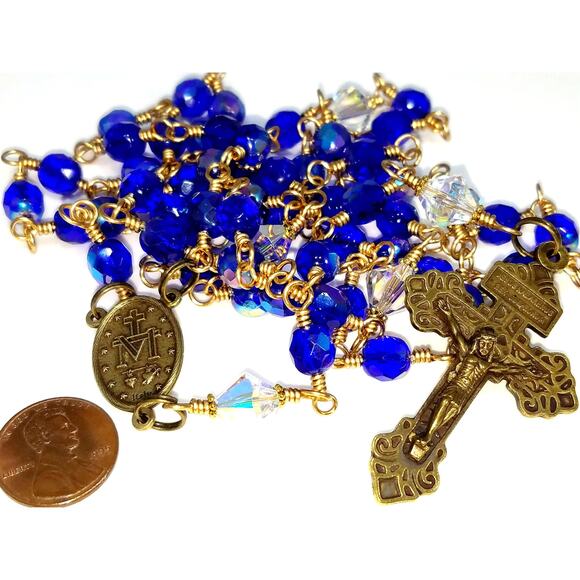 Pardon Indulgence Crucifix, Five Decade Catholic Rosary, Miraculous Medal Center - Picture 3 of 10